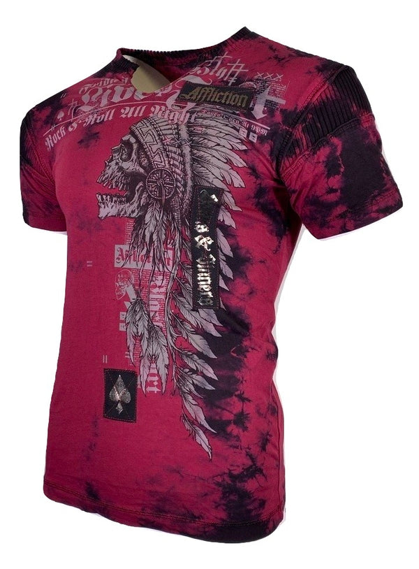 AFFLICTION BRIXTON TRIBE Men's T-shirt Red Vintage