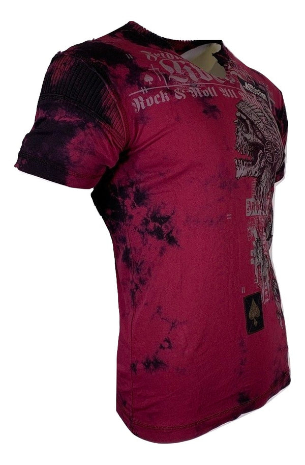 AFFLICTION BRIXTON TRIBE Men's T-shirt Red Vintage