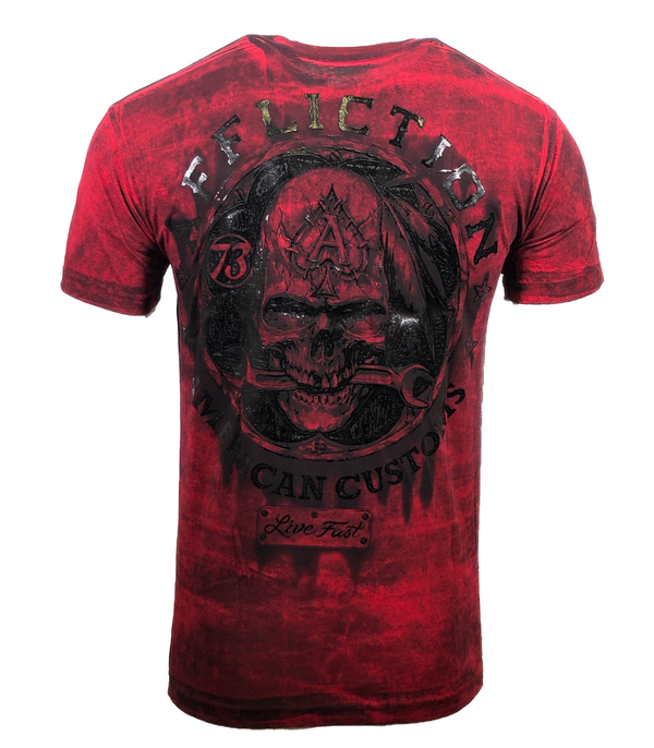 AFFLICTION AC IRON GREASE Men's S/S T-shirt Dirty Red