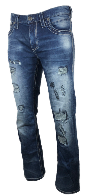 AFFLICTION BLAKE FLEUR CRITTER Men's Denim Jeans Blue