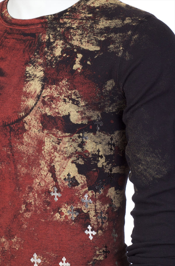 Archaic by Affliction Men's Thermal Shirt BRASS Black