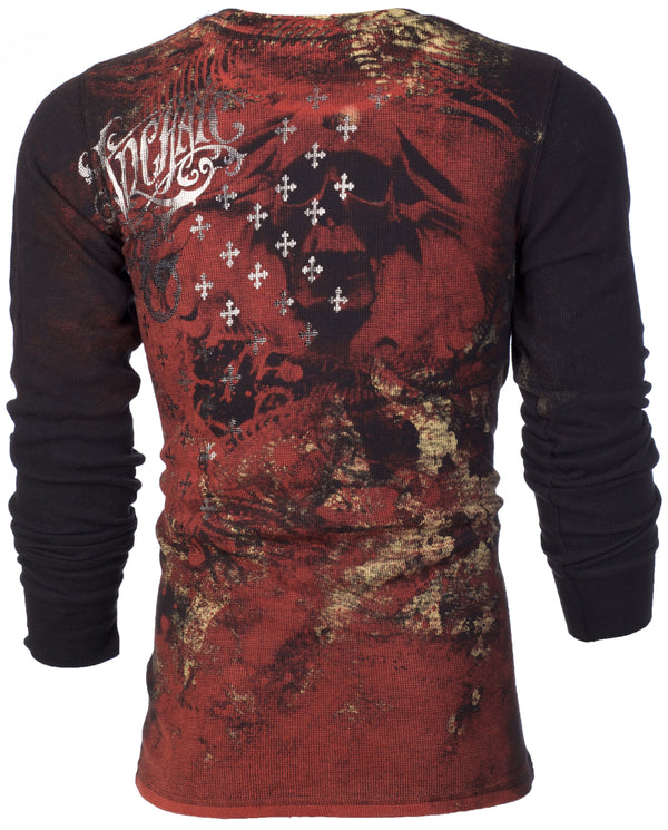 Archaic by Affliction Men's Thermal Shirt BRASS Black