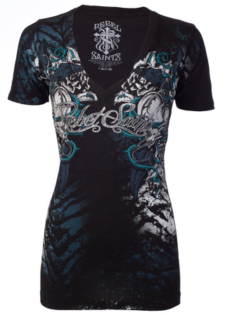 Rebel Saint by Affliction Women's T-shirt Sunbreak ^