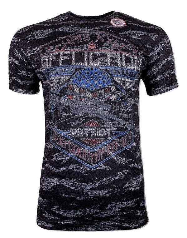 AFFLICTION CK BASILONE Men's T-shirt Navy Lava Wash