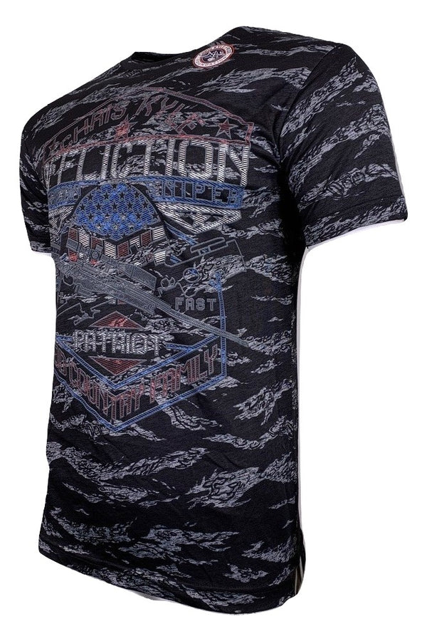 AFFLICTION CK BASILONE Men's T-shirt Navy Lava Wash