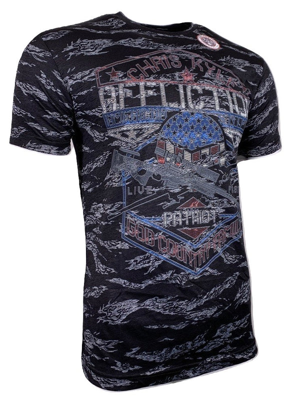 AFFLICTION CK BASILONE Men's T-shirt Navy Lava Wash