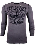 AFFLICTION Men's Long Sleeve Reversible Thermal Shirt Premium ROYAL IMPACT