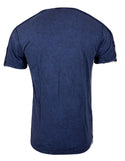 AFFLICTION BIAS SLIT NECK Men's T-shirt Navy Wash
