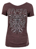 AFFLICTION Women's T-Shirt S/S IRONSIDE Tee Biker