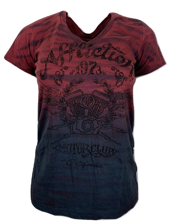 AFFLICTION Women's T-Shirt S/S AC CALI RIDE Tee Biker