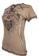 AFFLICTION Women's T-Shirt S/S AC SUNSET ROAM Tee Biker
