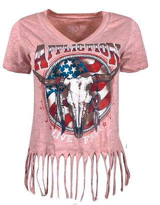 AFFLICTION Women's T-Shirt S/S DESERT RIDE Tee Biker