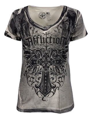 AFFLICTION Women's T-Shirt S/S HUNTINGTON GARDENS Tee Biker