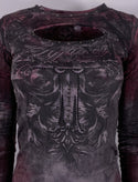 AFFLICTION Women's T-Shirt L/S CYPRESS Tee Biker