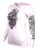 AFFLICTION Women's T-Shirt L/S CHANDLER 2FER Biker Tattoo