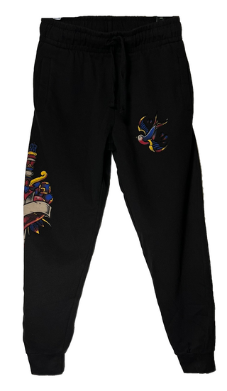 Affliction Women's Sweatpants Jogger PIERCED TRUST Black