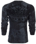 Archaic by Affliction Men's Long Sleeve Thermal Shirt BLACK TIDE Crewneck