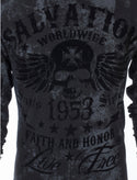 Archaic by Affliction Men's Long Sleeve Thermal Shirt BLACK TIDE Crewneck