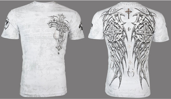 Archaic by Affliction Men's T-Shirt Spike Wings White