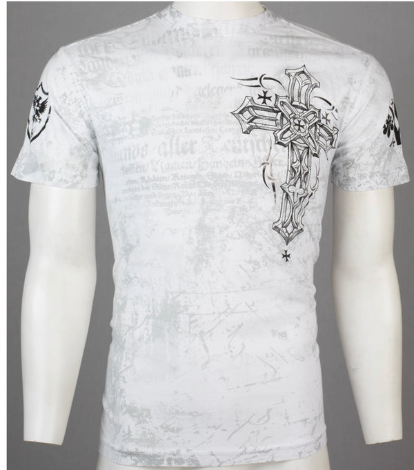 Archaic by Affliction Men's T-Shirt Spike Wings White