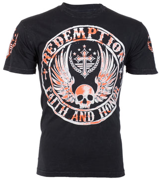 ARCHAIC Mens Short Sleeve CROSSED DEATH Crewneck T-Shirt
