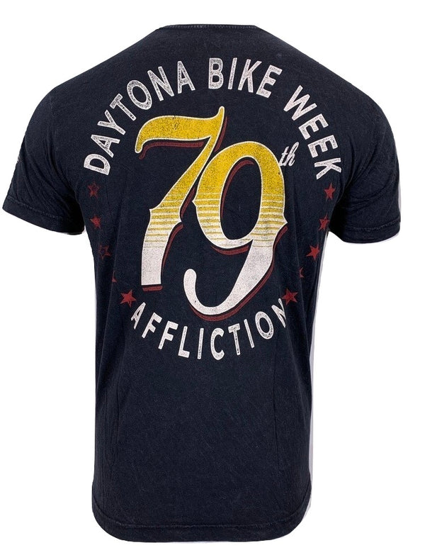 AFFLICTION Men's T-Shirt S/S DAYTONA 79 Tee Black Label Biker