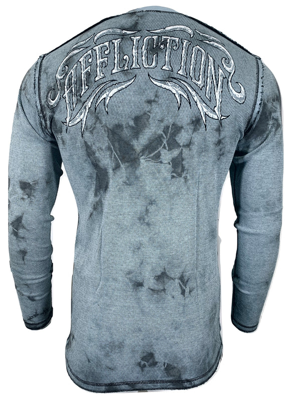 AFFLICTION Men's Thermal L/S CAUSEWAY CHALBOARD Reversible Shirt Premium