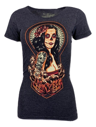 SECRET ARTIST by AFFLICTION Women's T-Shirt S/S SUGAR GIRL Tee