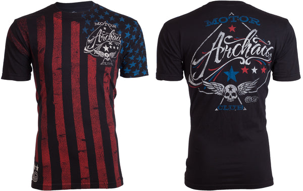 Archaic By Affliction Mens T-shirt Nation Regular Fit Black US Flag S-3XL NWT