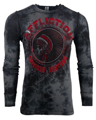 AFFLICTION Men's Long Sleeve Reversible Thermal Shirt AC GRAVEL CHIEF