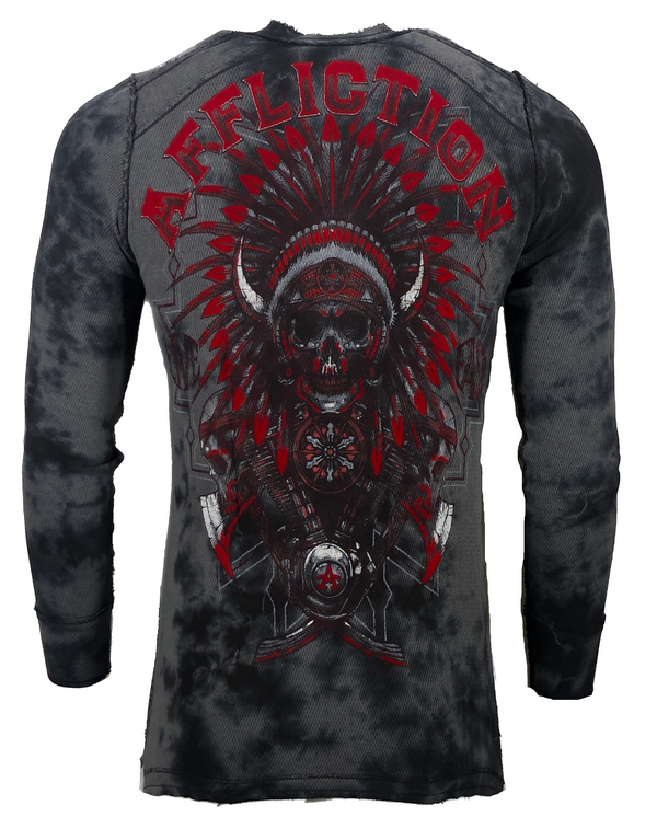 AFFLICTION Men's Long Sleeve Reversible Thermal Shirt AC GRAVEL CHIEF