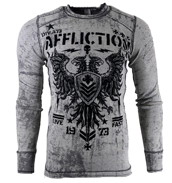 AFFLICTION Men's Long Sleeve Reversible Thermal Shirt CORE DIVISION