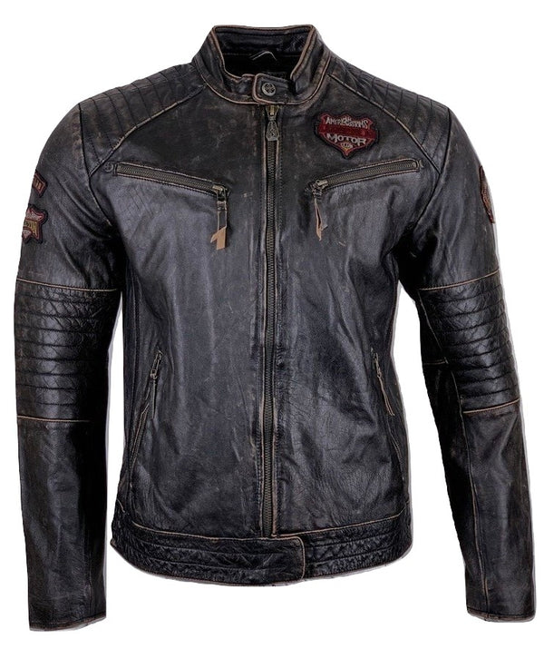 AFFLICTION Leather FULL MEASURE JACKET Limited Edition Washed Black
