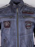 AFFLICTION Leather VELOCITY JACKET Navy