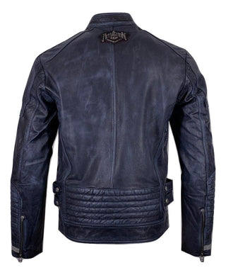 AFFLICTION Leather VELOCITY JACKET Navy