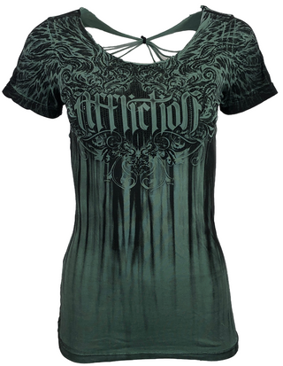 AFFLICTION Women's T-Shirt S/S BRIESSA Tee Biker