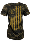 HOWITZER Clothing Women T-Shirt S/S TREAD FLAG Tee Black Label