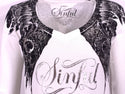Sinful AFFLICTION Women's S/S T-Shirt WHISPING WING Tee Wings Biker