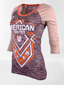 AMERICAN FIGHTER Women's T-Shirt NORTH DAKOTA RAGLAN Tee Biker