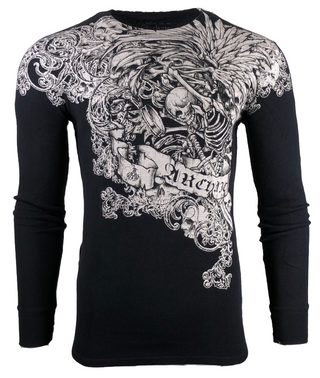 ARCHAIC Mens Long Sleeve MESSY LIFE Crewneck THERMAL T-Shirt