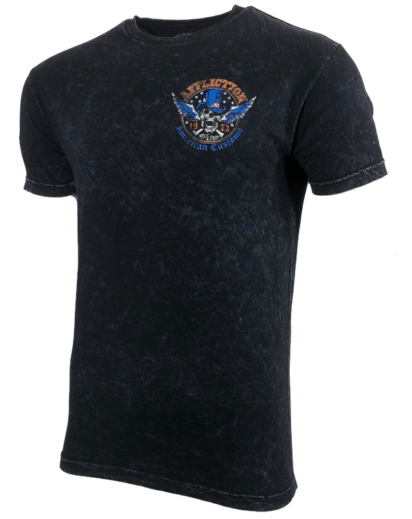 AFFLICTION STRAIGHT SIX Men's T-shirt BLACK LAVA