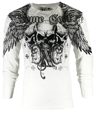 Xtreme Couture by Affliction Men's Thermal Shirt OVER THE TOP White