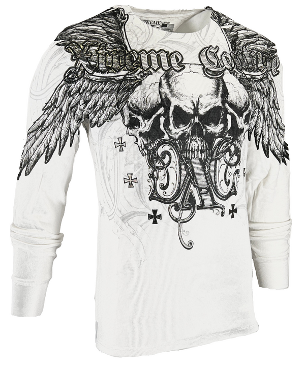 Xtreme Couture by Affliction Men's Thermal Shirt OVER THE TOP White