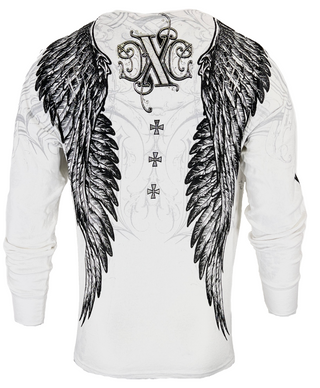 Xtreme Couture by Affliction Men's Thermal Shirt OVER THE TOP White