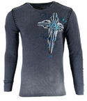 Archaic by Affliction Men's Thermal Shirt FERAL Gray