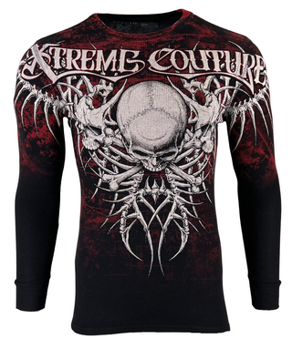 Xtreme Couture by Affliction Men's Thermal Shirt BARE BONE Black