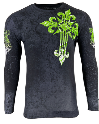 Archaic by Affliction Men's Thermal Shirt WRECTH Black