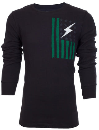 Archaic by Affliction Men's Thermal Shirt FLAG SMASHER Black