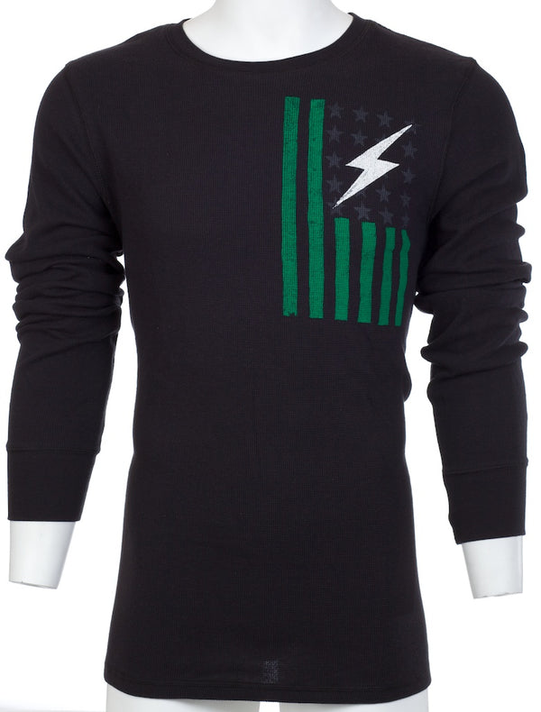 Archaic by Affliction Men's Thermal Shirt FLAG SMASHER Black