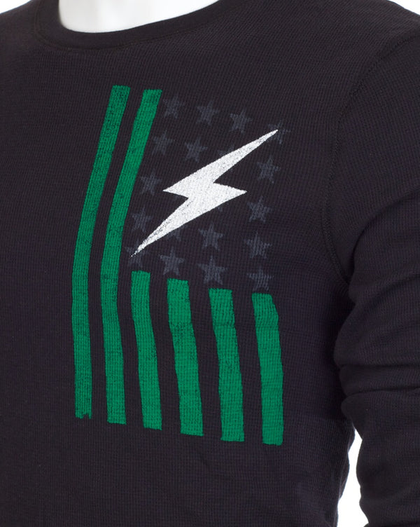 Archaic by Affliction Men's Thermal Shirt FLAG SMASHER Black